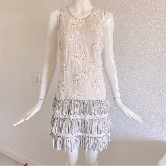 rebecca taylor eyelet ruffles cross back tank dress - Picture 2 of 11